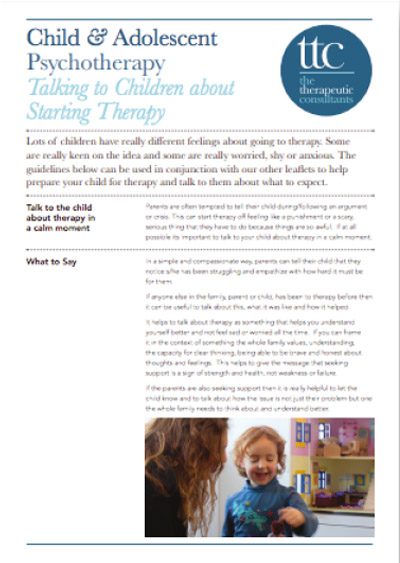 Talking to Children about Starting Therapy leaflet